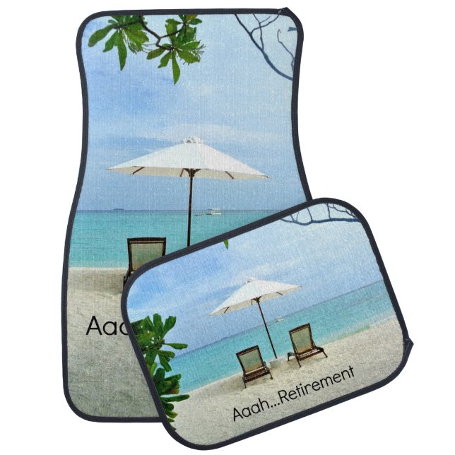 Aaah...retirement, relaxing at the beach car floor mat (Set)