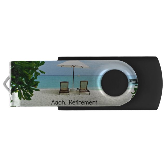 Aaah...Retirement, relaxing at the beach Flash Drive (Back)