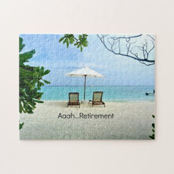 Aaah...retirement  Relaxing At The Beach Jigsaw Puzzle by RetirementGiftStore at Zazzle