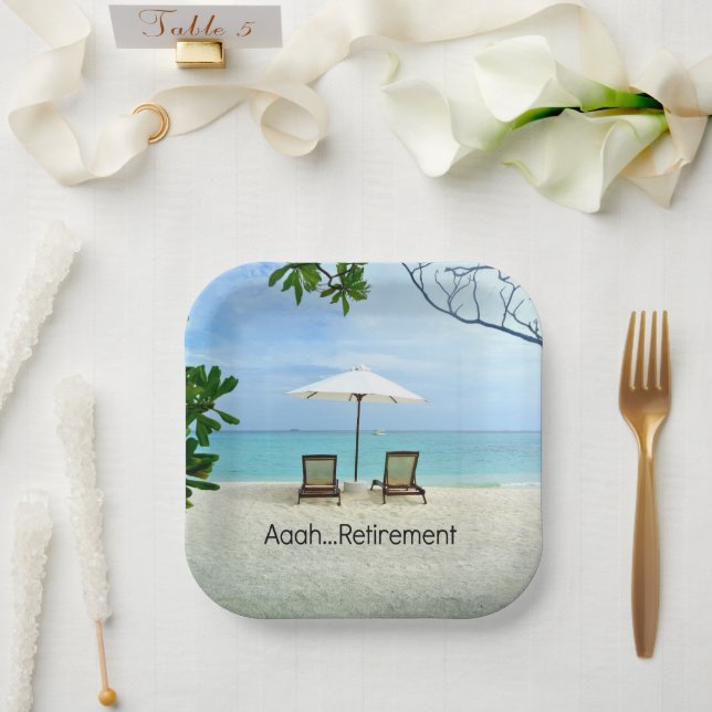 Aaah retirement...relaxing at the beach, paper plates (Wedding)