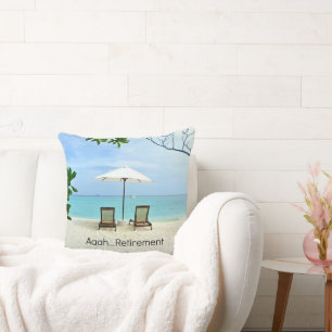Aaah...retirement, Relaxing at the Beach Throw Pillow