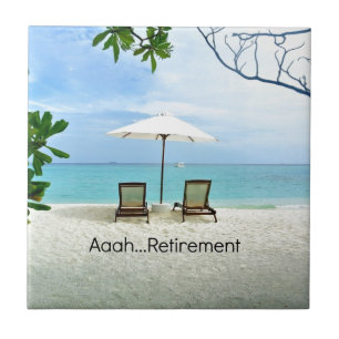 Aaah...retirement, relaxing beach scene ceramic tile