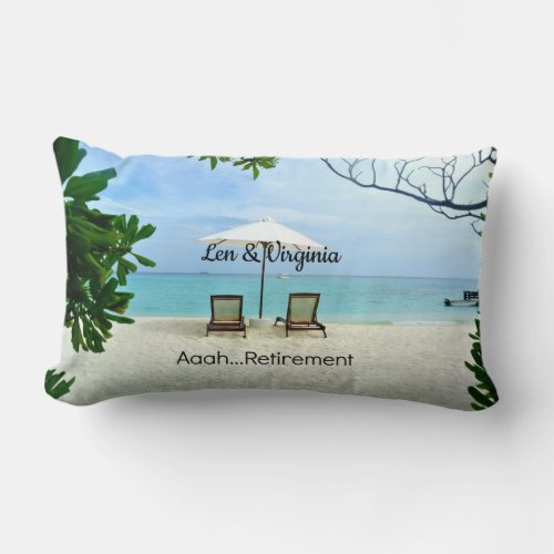 Aaahretirement relaxing beach scene lumbar pillow