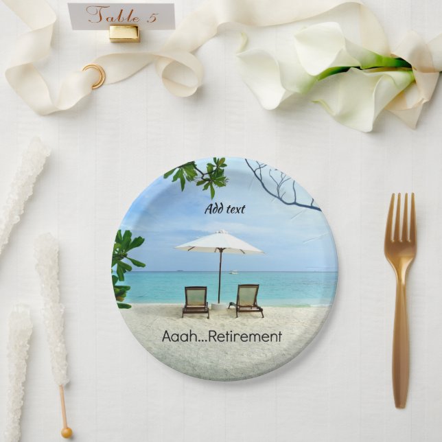 Aaah retirement template, personalize, paper plates (Wedding)