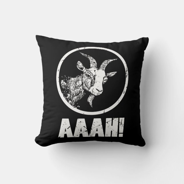 Aaah! Screaming Goat Farm Animal Throw Pillow (Front)