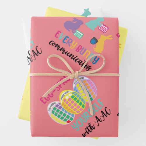 AAC awareness Easter bunny and egg wrapping paper