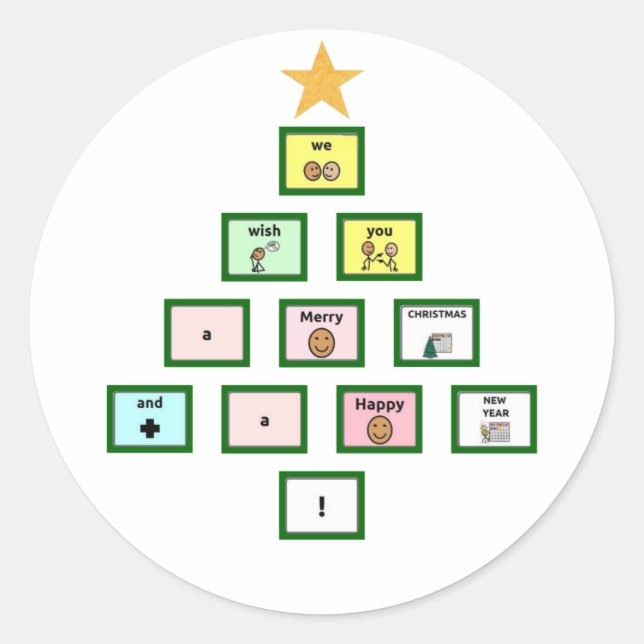 AAC We Wish you a Merry Christmas Classic Round Sticker (Front)