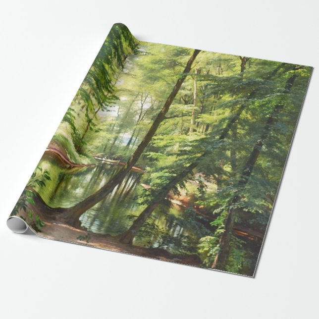 Aagaard Forest Stream Landscape Painting Wrapping Paper (Unrolled)