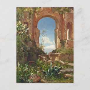 Aagaard Ruins Mount Etna Landscape Painting Postcard