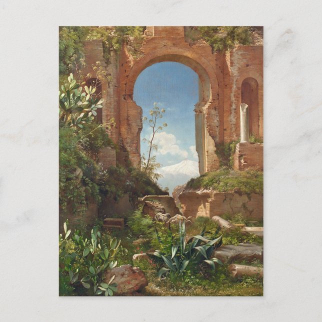 Aagaard Ruins Mount Etna Landscape Painting Postcard (Front)