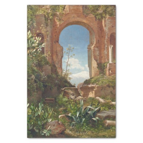 Aagaard Ruins Mount Etna Landscape Painting Tissue Paper