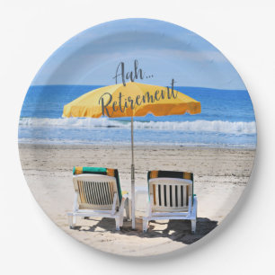 Aah...Retirement, a day at the beach Paper Plates