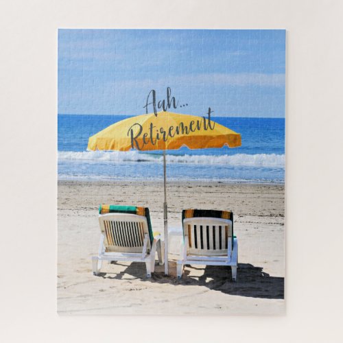 Aah retirement deckchairs on the beach jigsaw puzzle