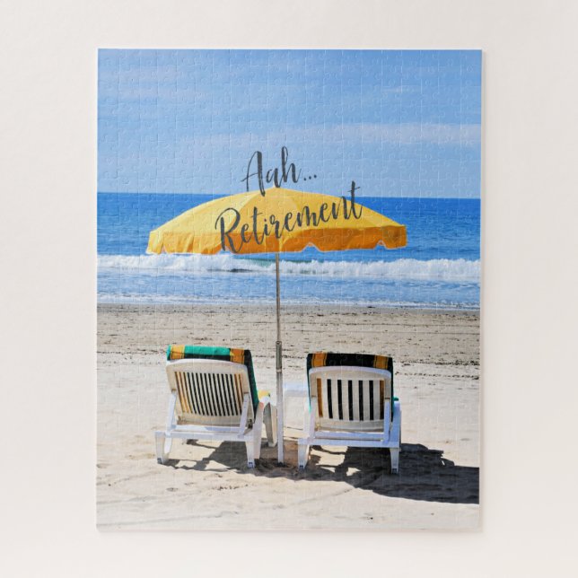 Aah retirement, deckchairs on the beach jigsaw puzzle (Vertical)