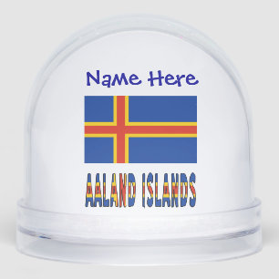 Aaland Islands Ålander Flag Blue Personalization  Snow Globe