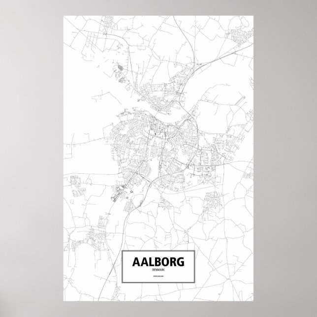 Aalborg, Denmark (black on white) Poster (Front)