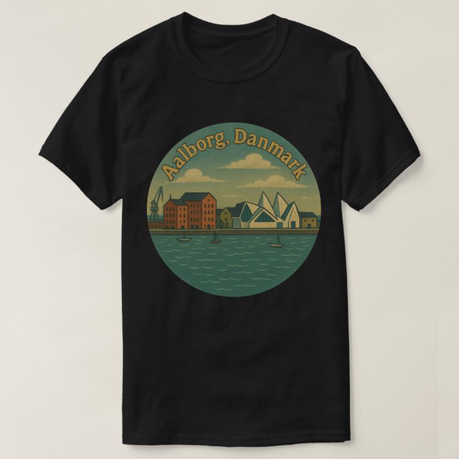 Aalborg Denmark Cityscape T-Shirt (Design Front)
