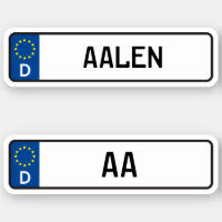 Aalen kennzeichen, German Car License Plate Sticker