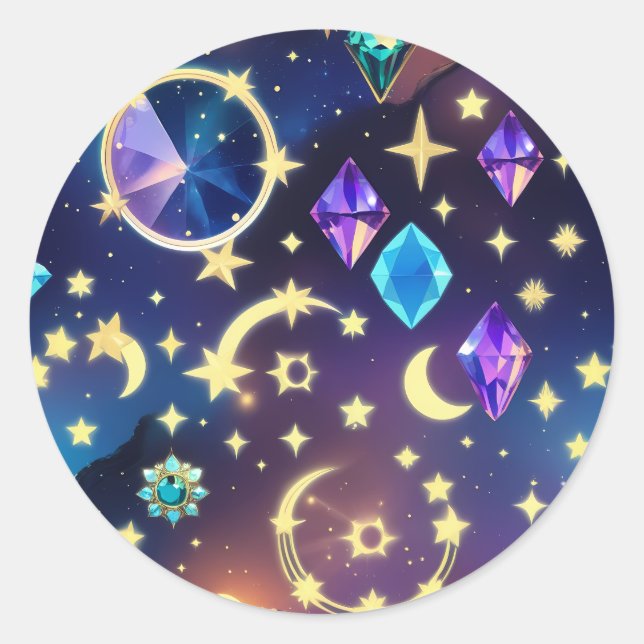 AAlexandrite Sapphire Celestial Moon Luxury Gem  Classic Round Sticker (Front)