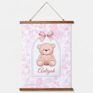 Aaliyah   Custom Pink Teddy Bear Nursery Design  Hanging Tapestry