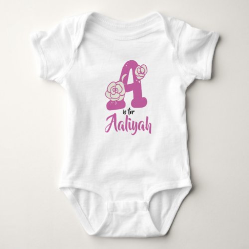 Aaliyah Name Baby Outfit Letter A Romper Floral