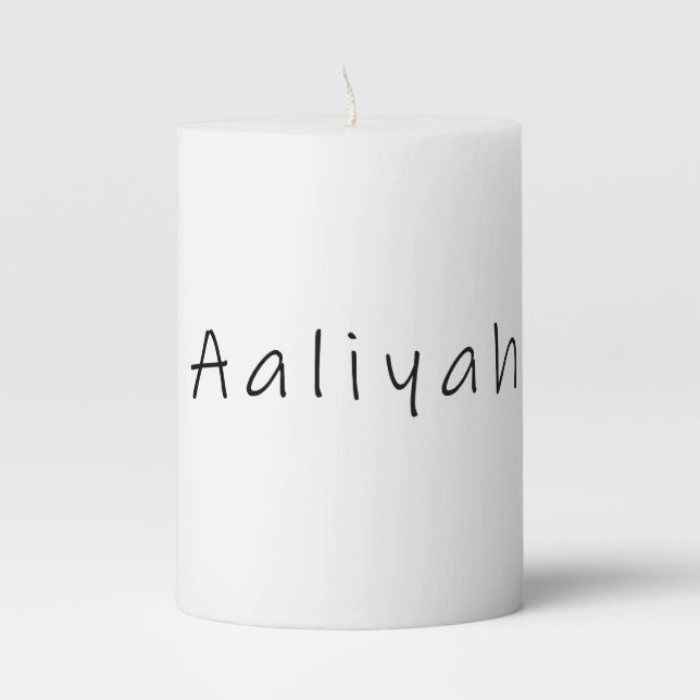 Aaliyah name pillar candle (Front)