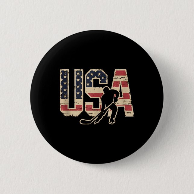 Aamerican Flag Hockey Button (Front)
