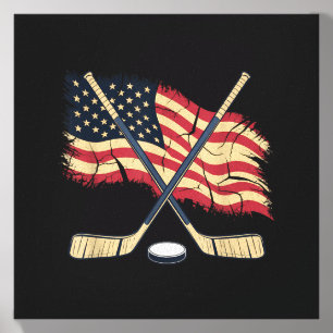 Aamerican Flag Hockey Canvas Photo Tile