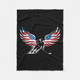 Aamerican Flag Hockey Fleece Blanket