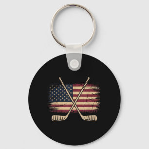 Aamerican Flag Hockey Keychain