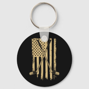 Aamerican Flag Hockey Keychain