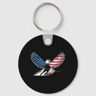 Aamerican Flag Hockey Keychain
