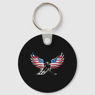Aamerican Flag Hockey Keychain