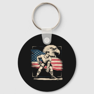 Aamerican Flag Hockey Keychain