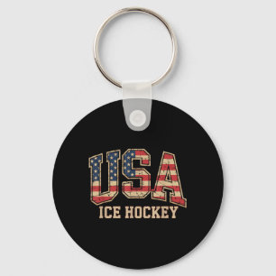 Aamerican Flag Hockey Keychain