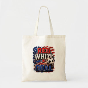 Aamerican Flag Red White And Goal Soccer 4th Of Tote Bag