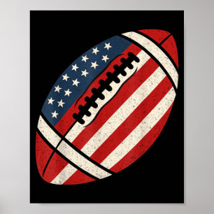 Aamerican Football Flag 4th Of July Patriotic Poster