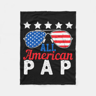 Aamerican Pap Retro 4th Of July Patriotic Grandpa Fleece Blanket