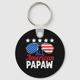 Aamerican Papaw Retro 4th Of July Patriotic Keychain