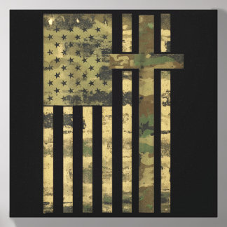 Aamerican Usa Flag Camo Christian Cross Patriotic Canvas Photo Tile
