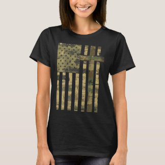 Aamerican Usa Flag Camo Christian Cross Patriotic T-Shirt