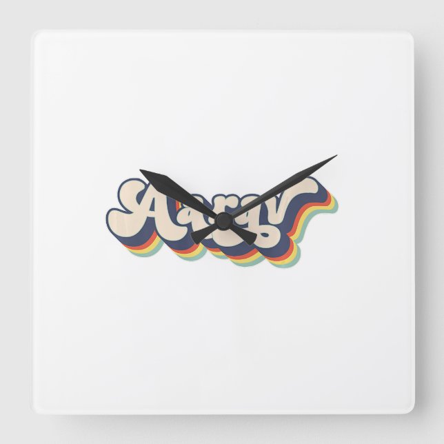 Aarav Name Personalized Surname First Name Aarav P Square Wall Clock (Front)