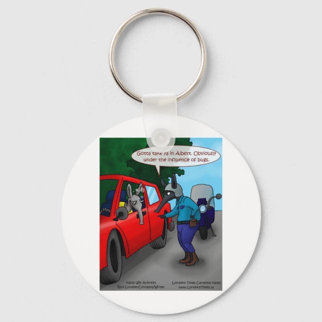 Aardvark Driving While Bugged Funny Tees Mugs Gift Keychain (Front)