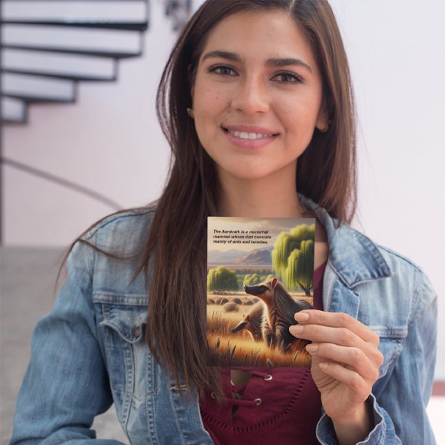 Aardvark Tranquil Harmony: Wildlife Duo in Meadow Postcard (Creator Uploaded)