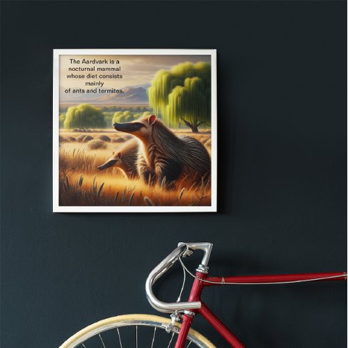 Aardvark Tranquil Harmony Wildlife Duo in Meadow Poster
