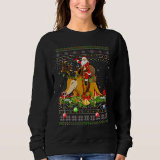 Aardvark Ugly Santa Riding Aardvark Christmas Sweatshirt