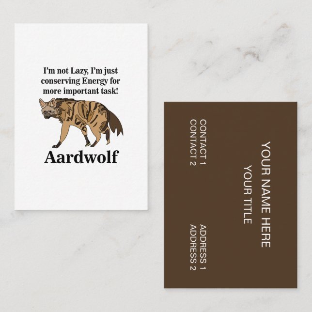 Aardwolf Hyena Fan Club Animal Lover  Business Card (Front/Back)