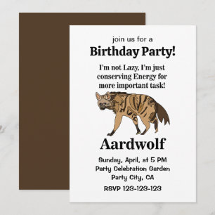 Aardwolf Hyena Spirit Animal Birthday Invitation