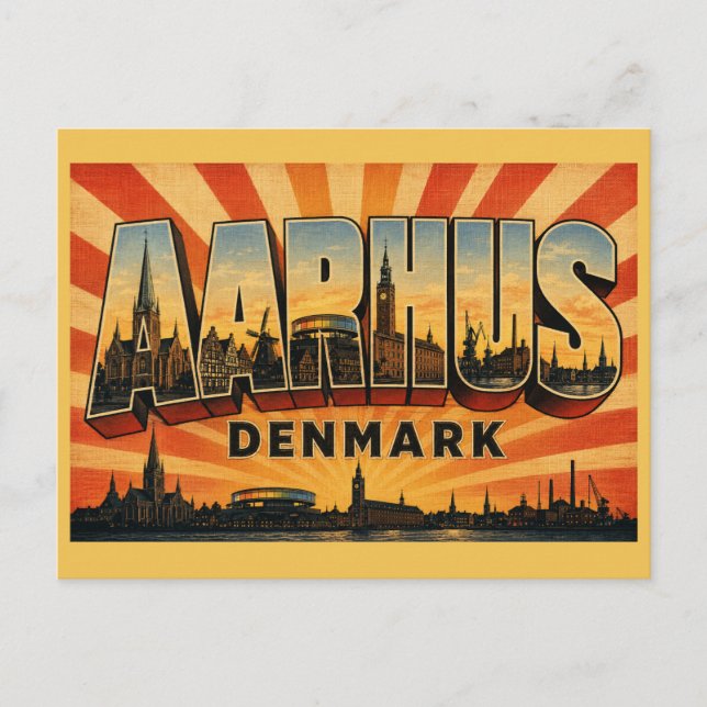 Aarhus Denmark Cathedral Cityscape Postcard (Front)
