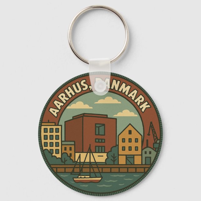 Aarhus Denmark Cityscape Keychain (Front)